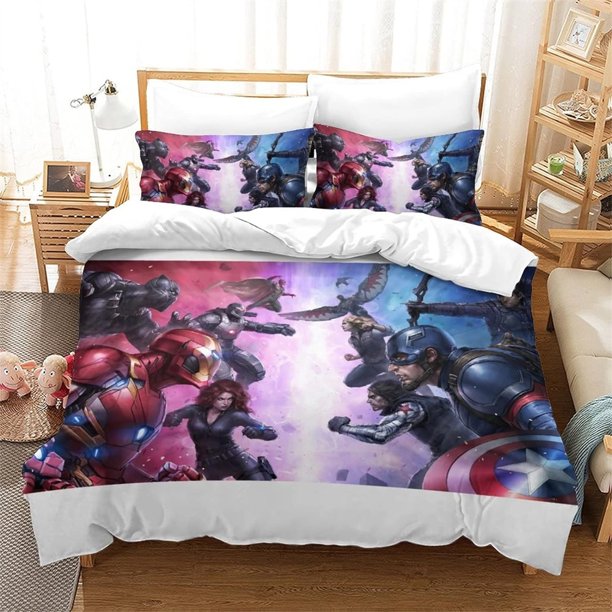 Cartoon Anime Avengers Hulk Duvet Cover Set,Marvels Bedding Sets, Children Bed Linened Twin Size Sets Includes Bed Sheets