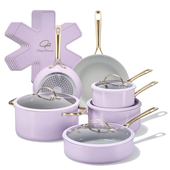 Juego de ollas y sartenes Chef Power 15 piezas color púrpura antiadherente