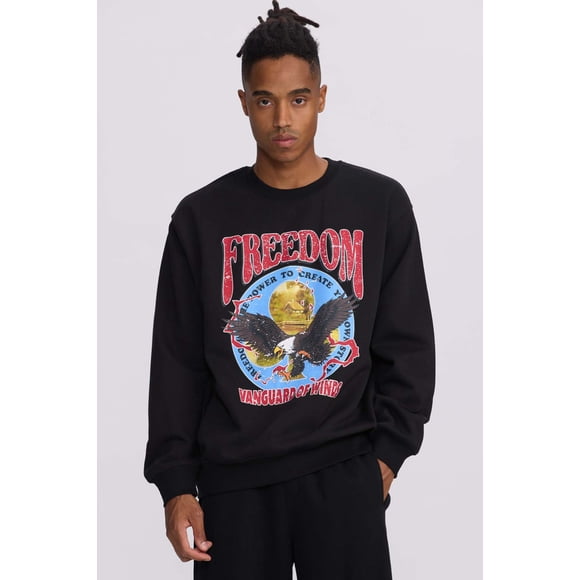 Polerón Hombre Central Print Negro