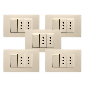 Want - Pack 5 Interruptor 1 912 16A Y Tomacorriente 2 10A - Dorado