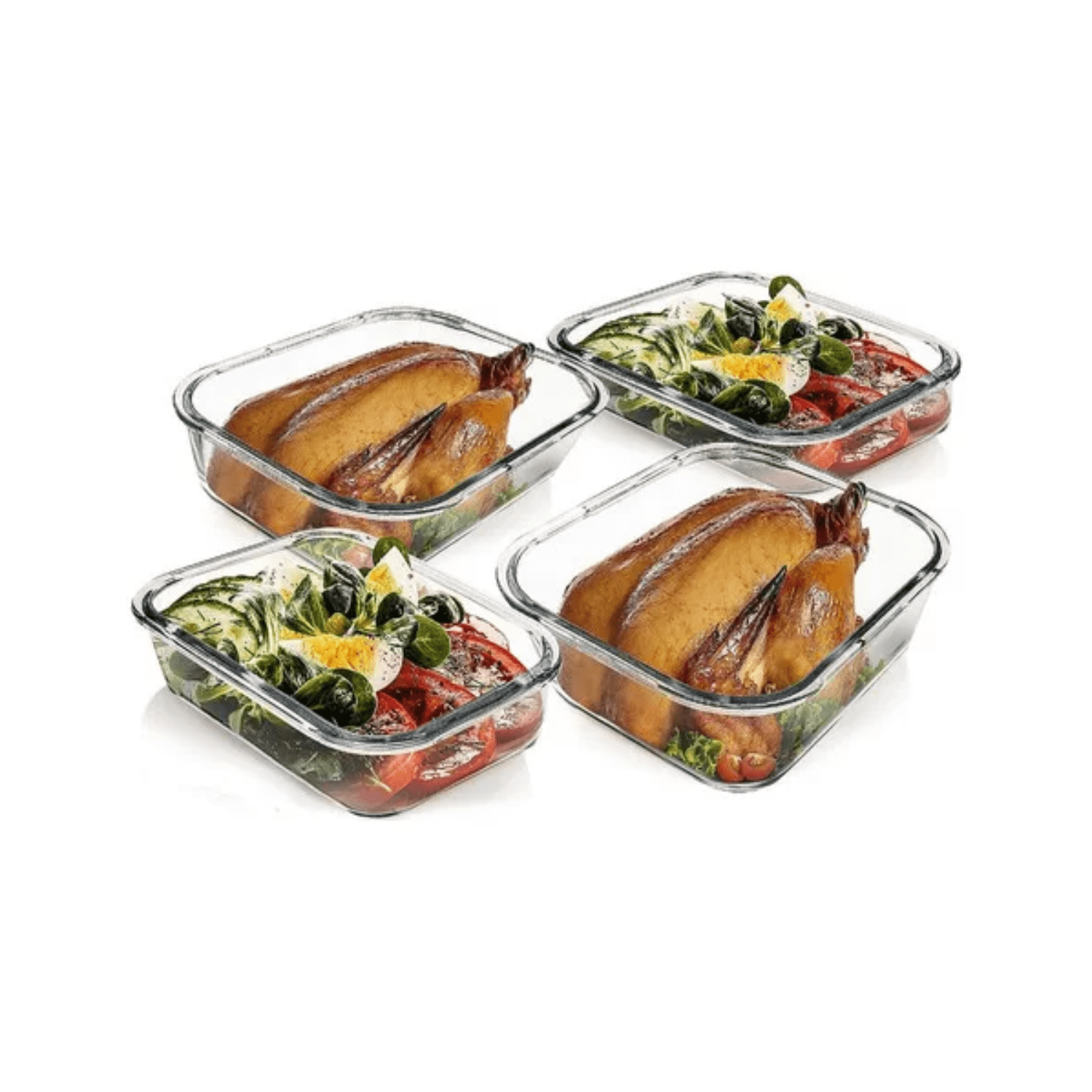 Importclick - Set 3 Tupper Hermético Vidrio Para Alimentos 17x12x5.5 Cm Celeste