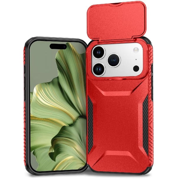 Funda Resistente para iPhone 17 Pro con Tapa Deslizante y Protección Militar Rojo