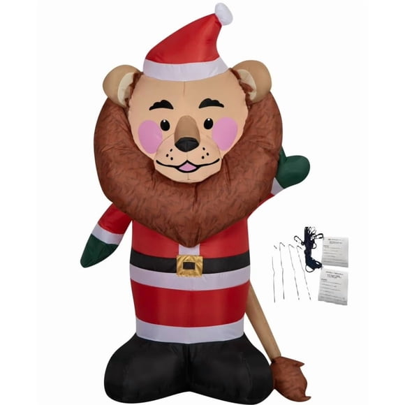 León Inflable Multicolor con Traje de Santa de 122 cm con LED