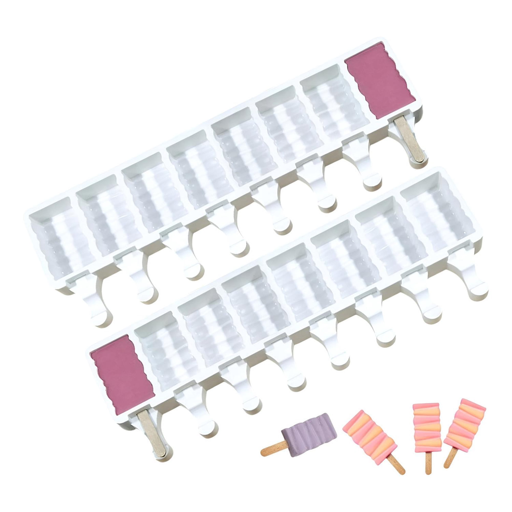 Pasteleriuscl - X2 Moldes De Silicona Para Helados Molde Paletas Helado 446 Blanco