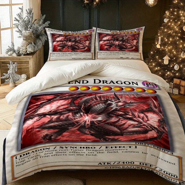 3pcs D-M Chaos End Dragon Card Game Printed Bedding Set Duvet Cover + 2 Pillowcases