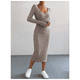 thumbnail image 4 of Vestido Ajustado Largo Tejido Canale Cuello En V, 4 of 6