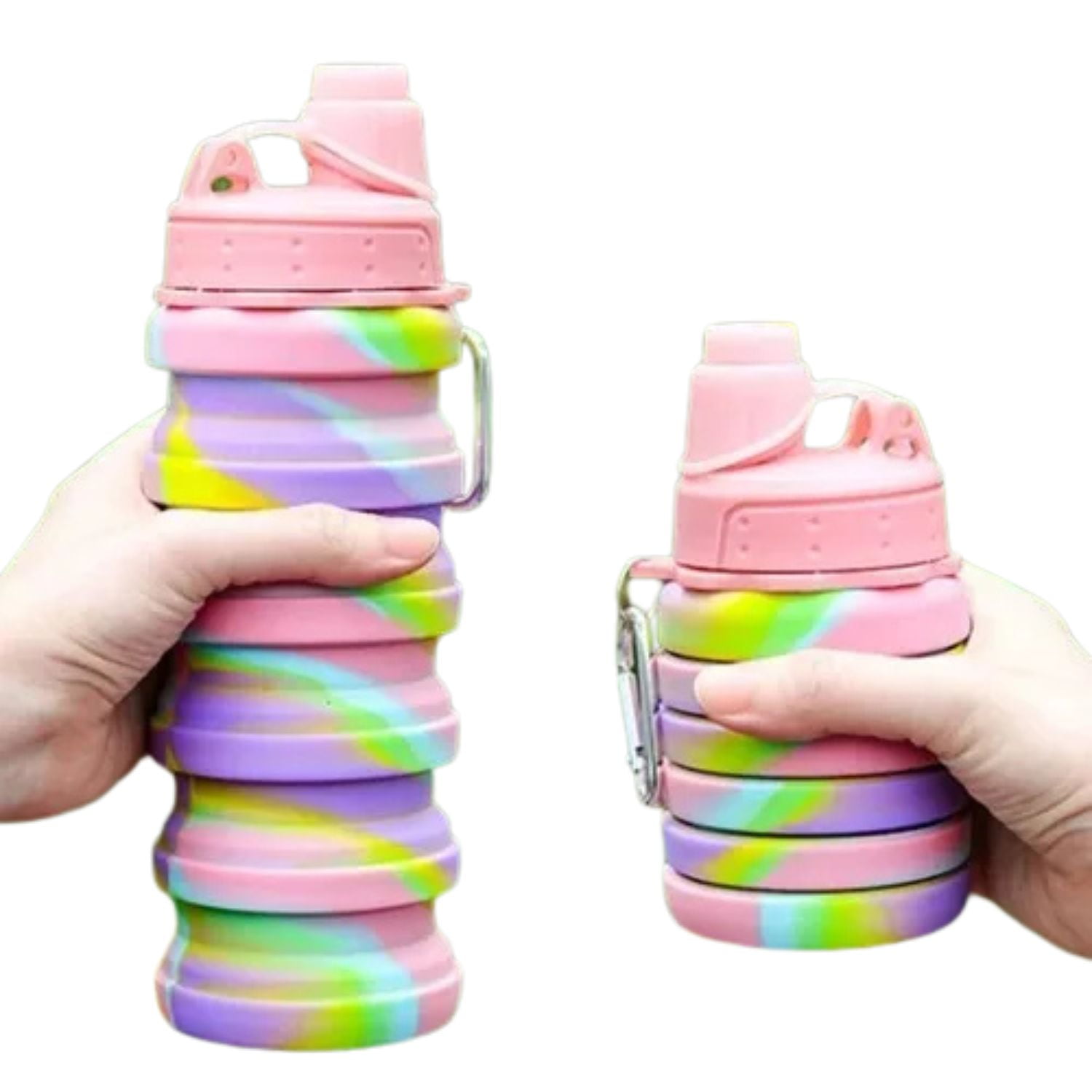 Disparo - Botella Agua Para Niños Silicona Plegable Arcoiris 500ml Rosado