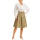 thumbnail image 2 of Falda midi plisada INSPIRE CHIC para mujer con decoración de botones, cintura alta, casual, de oficina, falda acampanada XL caqui, 2 of 6