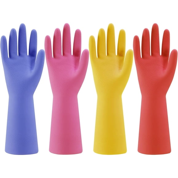 Guantes de Caucho para Cocina 4 Pares Antideslizantes Reutilizables