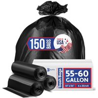Bolsas De Basura Munfix De 55 A 60 Galones, Resistentes, 150 Unidades, Color Negro