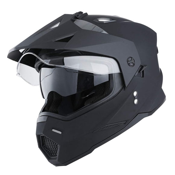 Casco 1Storm Dual Sport para moto de motocross integral, negro mate