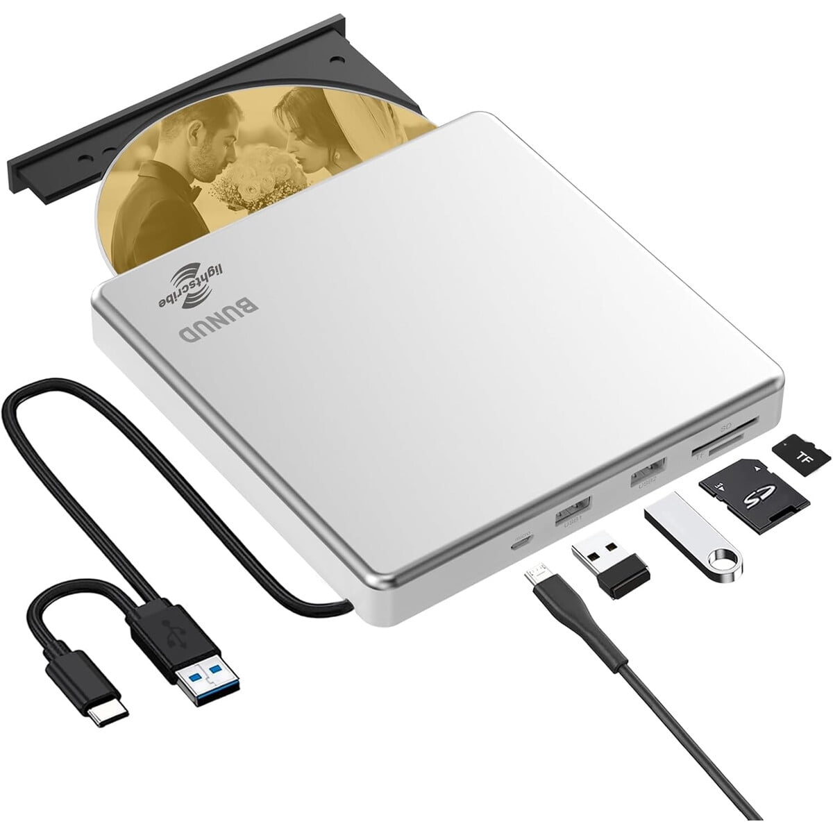 Unidad Externa Cd Dvd Bunud Lightscribe Usb 3.0 Tipo C