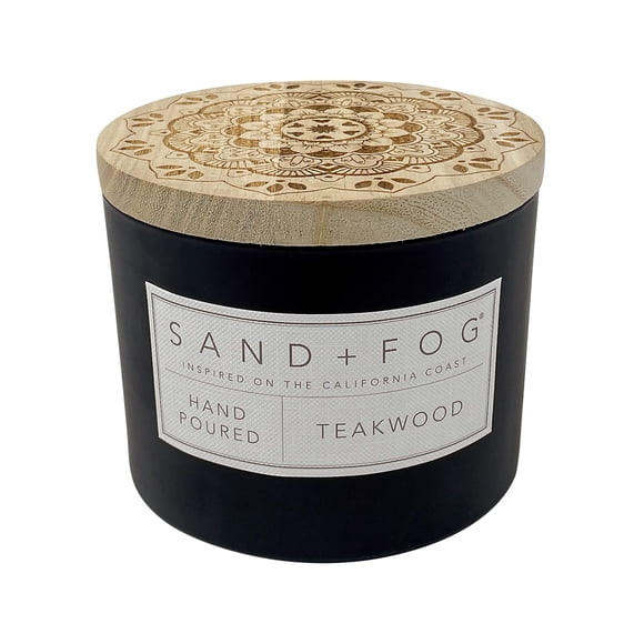 Vela aromática Sand + Fog, madera de teca, 350 ml, 100% algodón