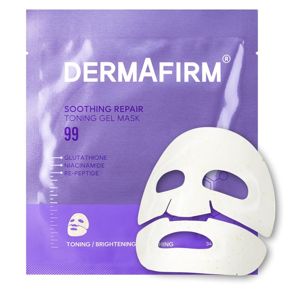 Mascarilla facial Dermafirm, gel tonificante y reparador calmante R4, 4 unidades