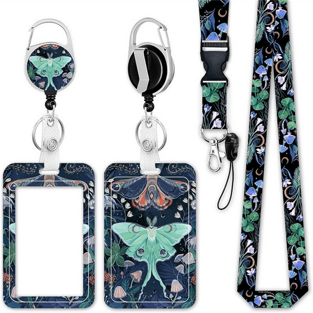 Cordones para credenciales de identificación, bonito portacredencial con clip retráctil, etiqueta de nombre de trabajo, cordón desprendible, estuche protector vertical para tarjetas de identificación