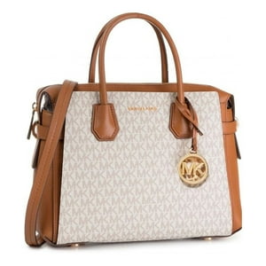 Cartera Michael Kors Bolso De Mano De Cuero Tipo Satchel Para Mujer Mercer, Color Vainilla