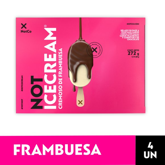 Helado Vegetal NotIcecream Frambuesa 4unds Paleta, 272 g
