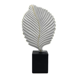 Fliperex - Figura Adorno De Hoja Blanca Decorativa En Resina Moderna M Blanco