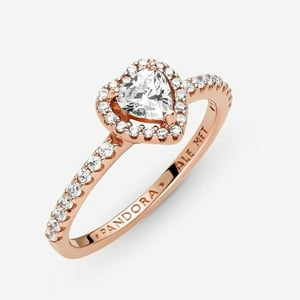 Anillo Pandora Corazón Elevado Brillante Oro Rosa 14K