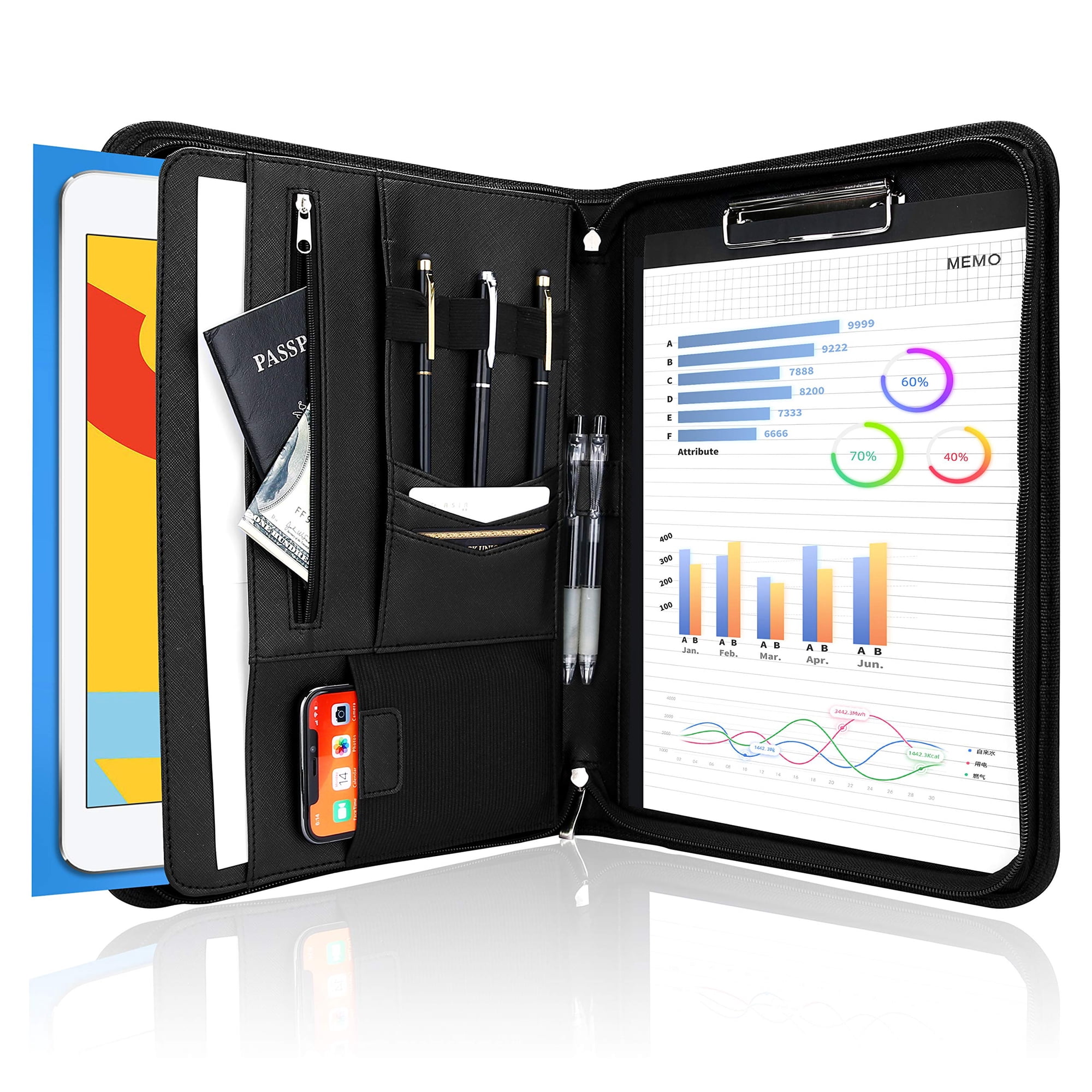 Carpeta Portfolio Business Padfolio Procase, Color Negro