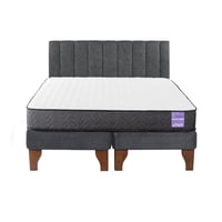 5º Sueño - Cama Europea King + Respaldo Tubular Madera Gris