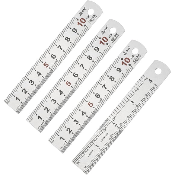 Regla Recta Acero Inoxidable 10cm PATIKIL 4 Unidades