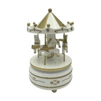 Magideal - Caja De Música De Carrusel De Madera Navideña, Decoración Navideña, Caja De Música Multifuncional, Linda Caja De Música De Cuerda Para Decoración Del Blanco