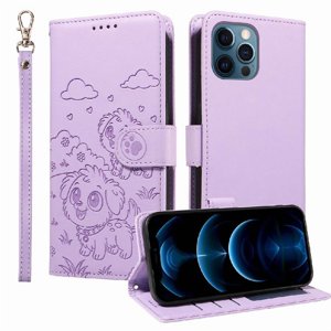 Funda Billetera Foxdock Compatible Con Iphone 12 Pro Max, Diseño Perrito Tierno, Ranuras Para Tarjetas Y Soporte Plegable