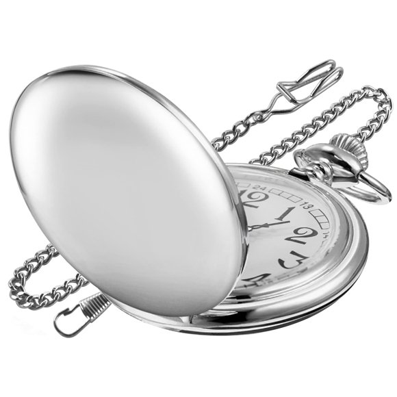 Reloj de Bolsillo Realpoo PK120115 Cuarzo Plateado con Cadena