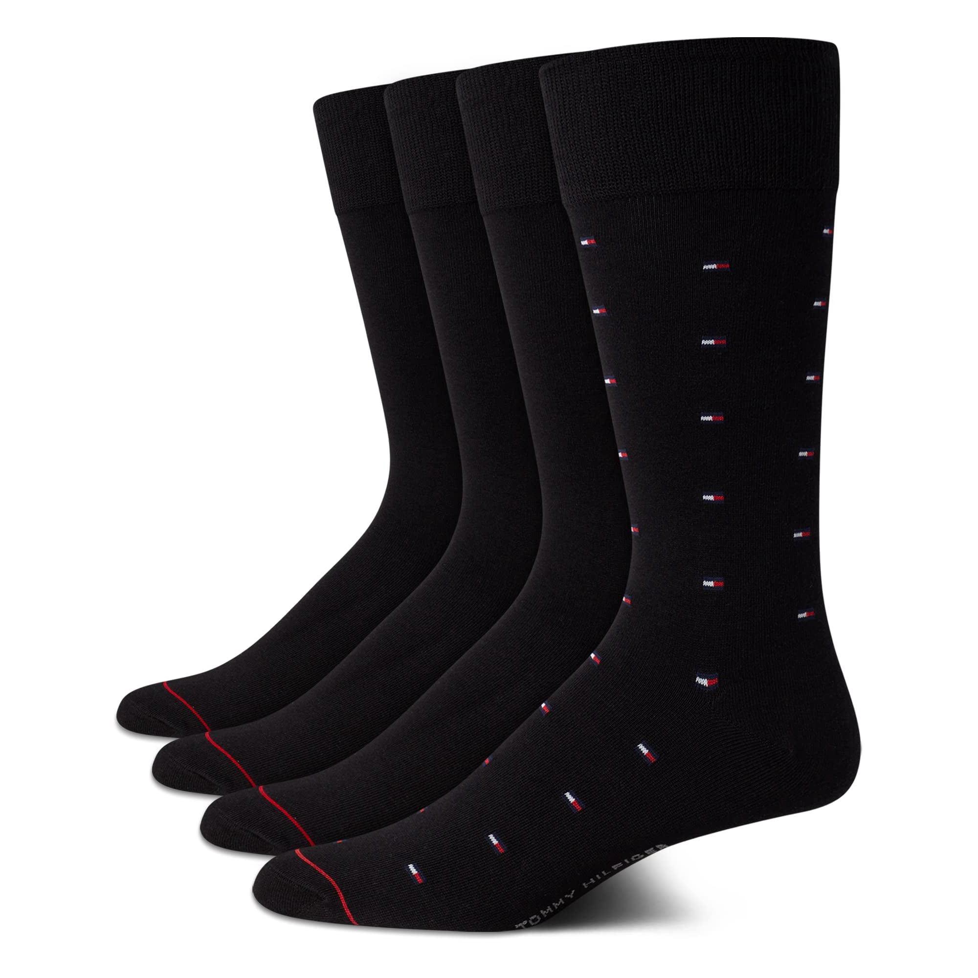 Calcetines Redondos Tommy Hilfiger, Cómodo Vestido Elástico Para Hombre, Paquete De 4