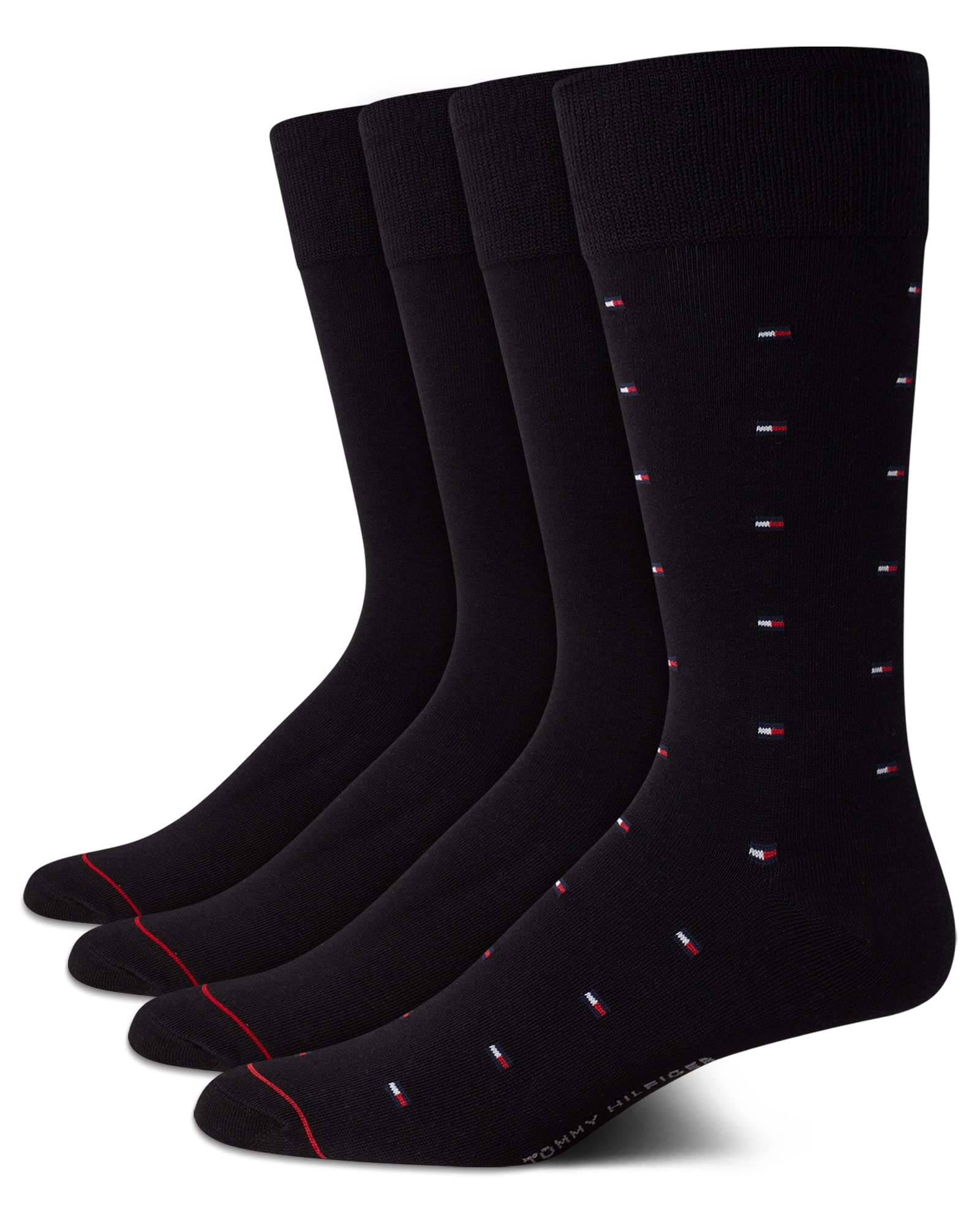 Calcetines Redondos Tommy Hilfiger, Cómodo Vestido Elástico Para Hombre, Paquete De 4