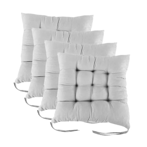 Magideal - Cojines Para Silla De 4 Piezas Con Lazos, Cojines Para Silla De Cocina Interior Y 16 Puntos De Fijación, Cojín De Asiento Grueso, Cojín De Asiento Cua Gris