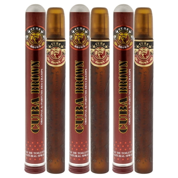 Perfume Cuba Brown de Cuba para hombre EDT en aerosol, 35 ml, paquete de 3