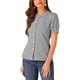 thumbnail image 4 of INSPIRE CHIC Camisa de Cuadros para Mujer con Cuello Peter Pan, Manga Corta Abullonada, Botones Abajo, Blusa de Gingham Negra Talla S, 4 of 5