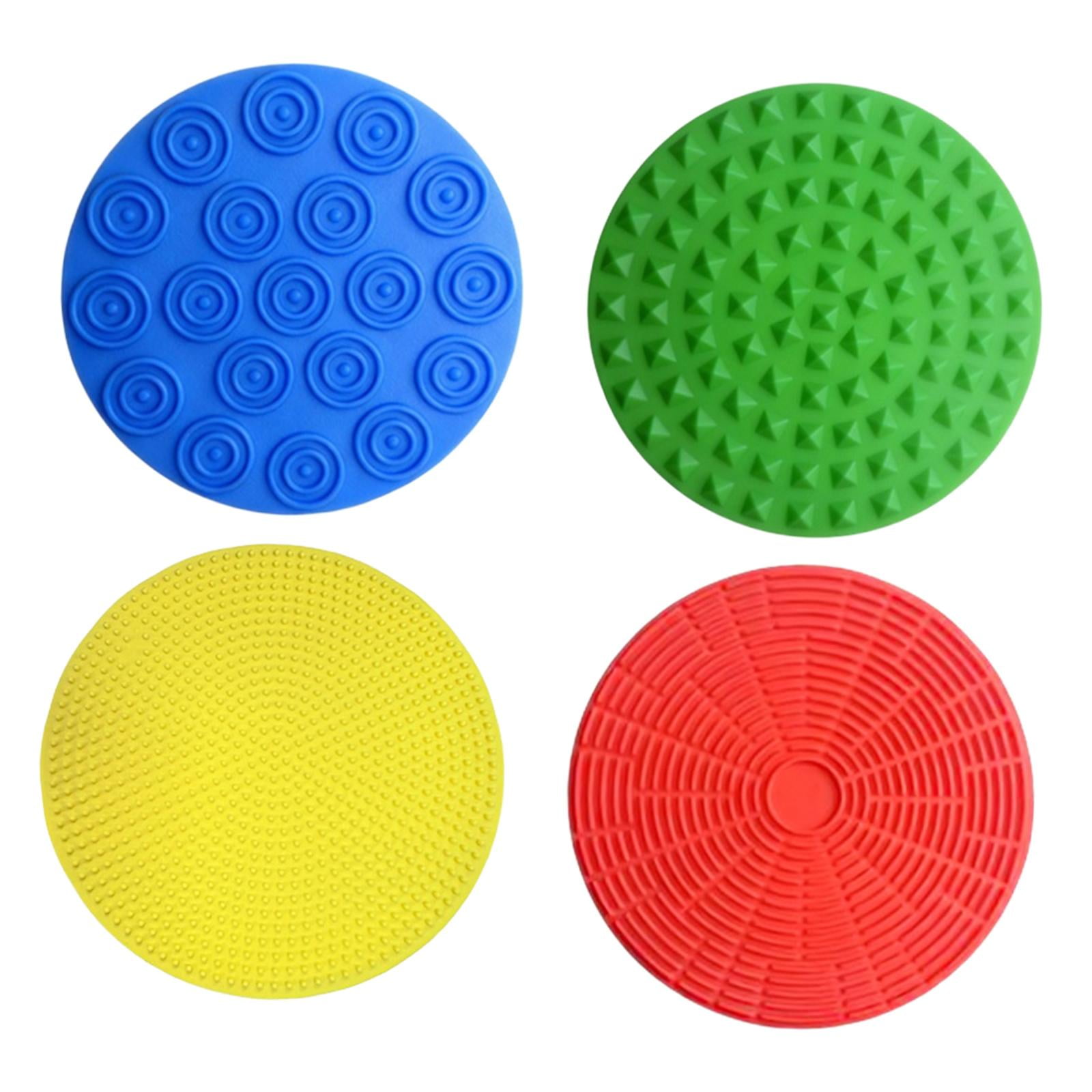 Magideal - 4 Alfombrillas Sensoriales Con Forma De Círculo Para Caminar, Juguete Táctil De Viaje Para Aprendizaje, Juguete Táctil Texturizado Para Exploración De