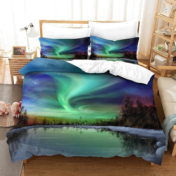 Northern Lights Bedding Sets Duvet Cover Aurora Borealis Bed Set Collction