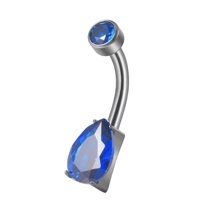 Magideal - Piercing Para El Ombligo Con Clicker, Joyería Para Piercing Corporal, Aro Unisex De Titanio De 1,6 Mm Con Diamantes De Imitación De 14 G, Ideal Para Niñas. Azul