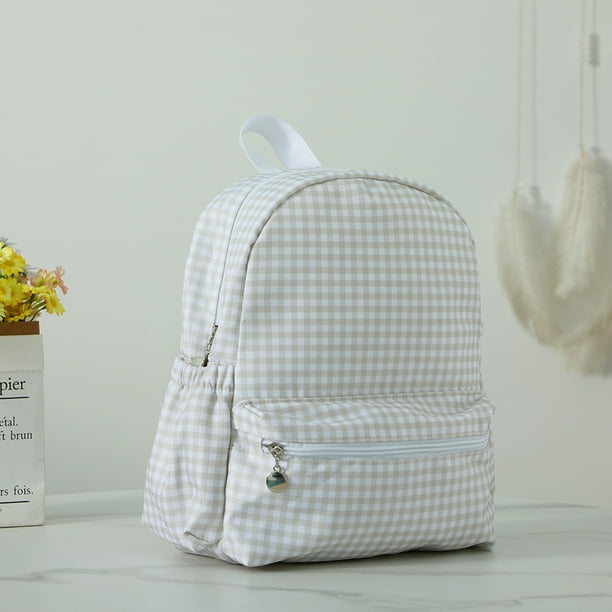 Plaid Backpack For Girls Boys Floral Waterproof Nylon Schoolbag Durable Lightweight Book Bag For Students