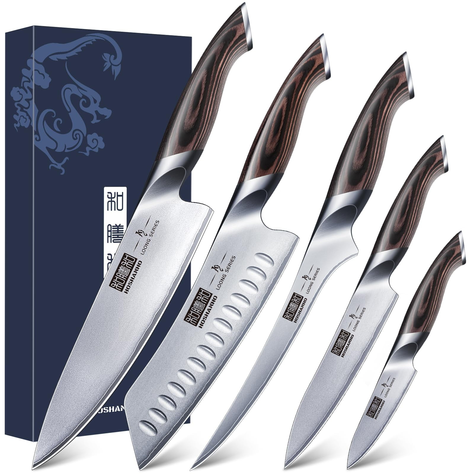 Juego De Cuchillos Hoshanho De Acero Inoxidable Japonés Con Alto Contenido De Carbono, 5 Piezas