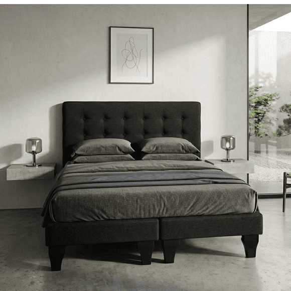 Base Dividida + Respaldo 2 Plazas Aurelia Tela Negro