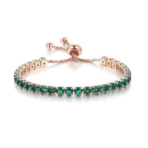 Pulsera Paris Jewelry 18K Rose Gold 7 Cttw Created Emerald Ajustable