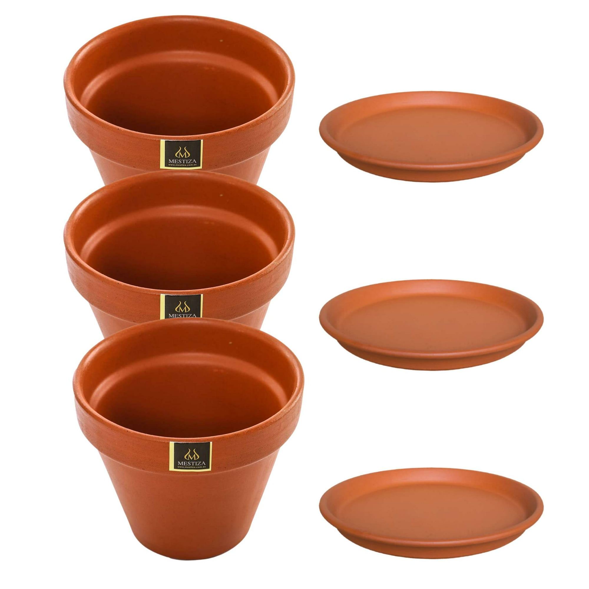 Pottery - Set De 3 Maceta Kony 24cm Terracota Y Sus Platos