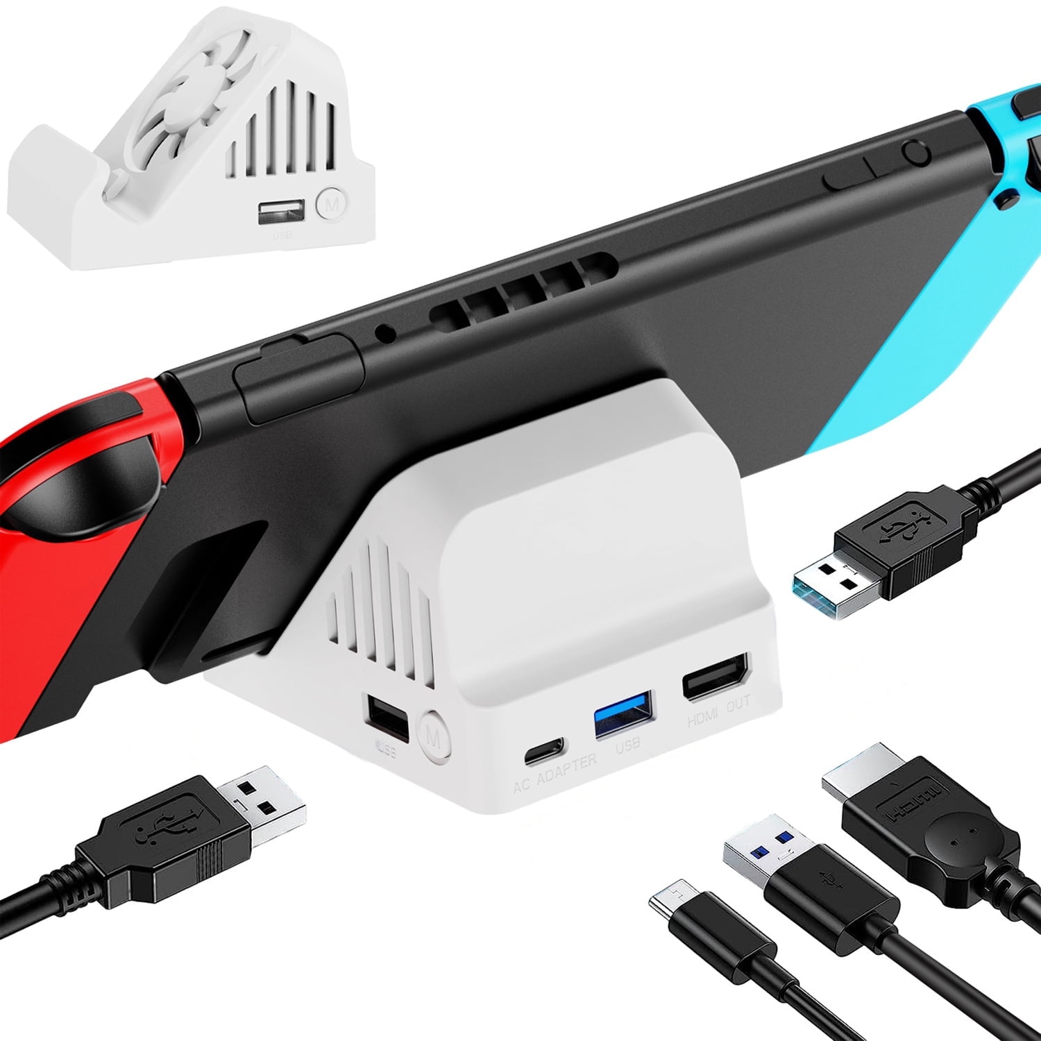 Accesorio Base De Carga Portátil Aaronmei Con Ventilador De Enfriamiento Blanco