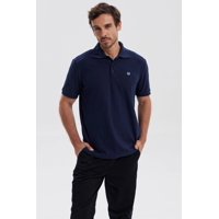 Fashionspark - Polera Hombre Piqué Básica Lisa Azul Marino