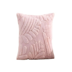 Genérico - Set De 4 Fundas Peludas De Hoja Moderna 45X45 Rosa