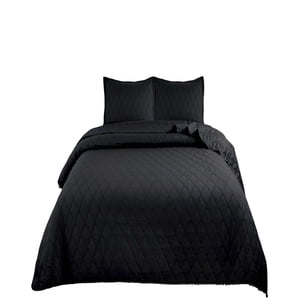 Genérico - Quilt Cubrecama De Verano Con Pompones 2 Plazas Negro