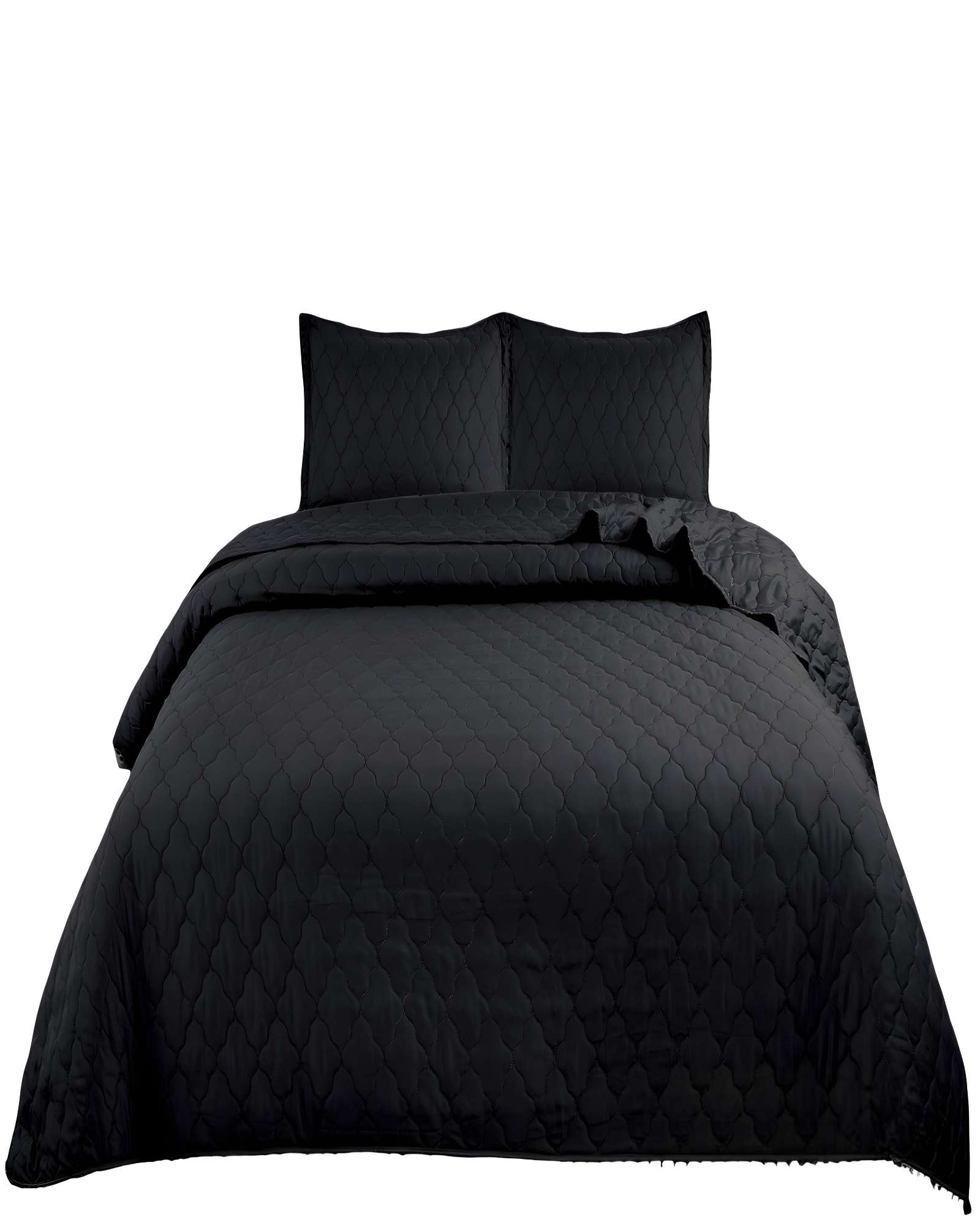 Genérico - Quilt Cubrecama De Verano Con Pompones 2 Plazas Negro