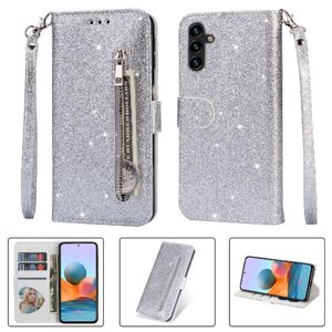 Funda Para Foxdock Elegante Funda Samsung Galaxy A04S Glitter Con Cremallera-Ideal Para El Uso Diario