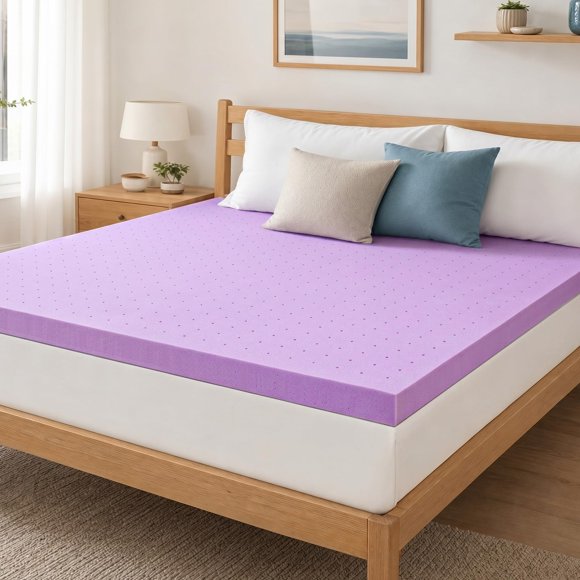 Sobrecolchón DUMOS de 7,6 cm con Gel Refrigerante y Espuma de Memoria para Cama Matrimonial