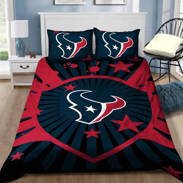 Houston Texans Sleepy Quilt Duvet Cover Set Bedding Bedroom Decor Bed Linen Soft3-Piece Bedding Set